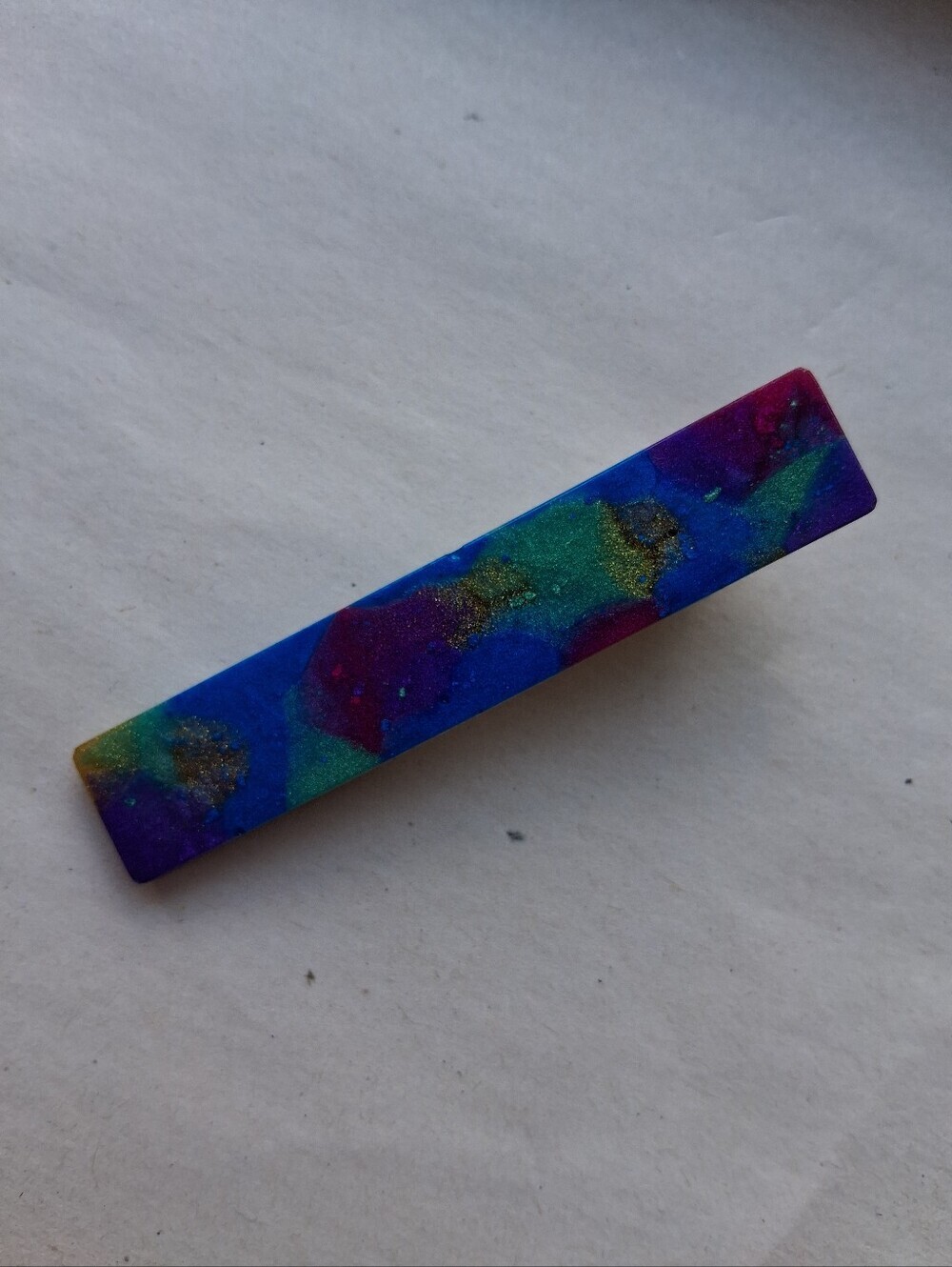 5/$25 Multicolor Resin Bar Hair Clip - Blue, Green, Purple